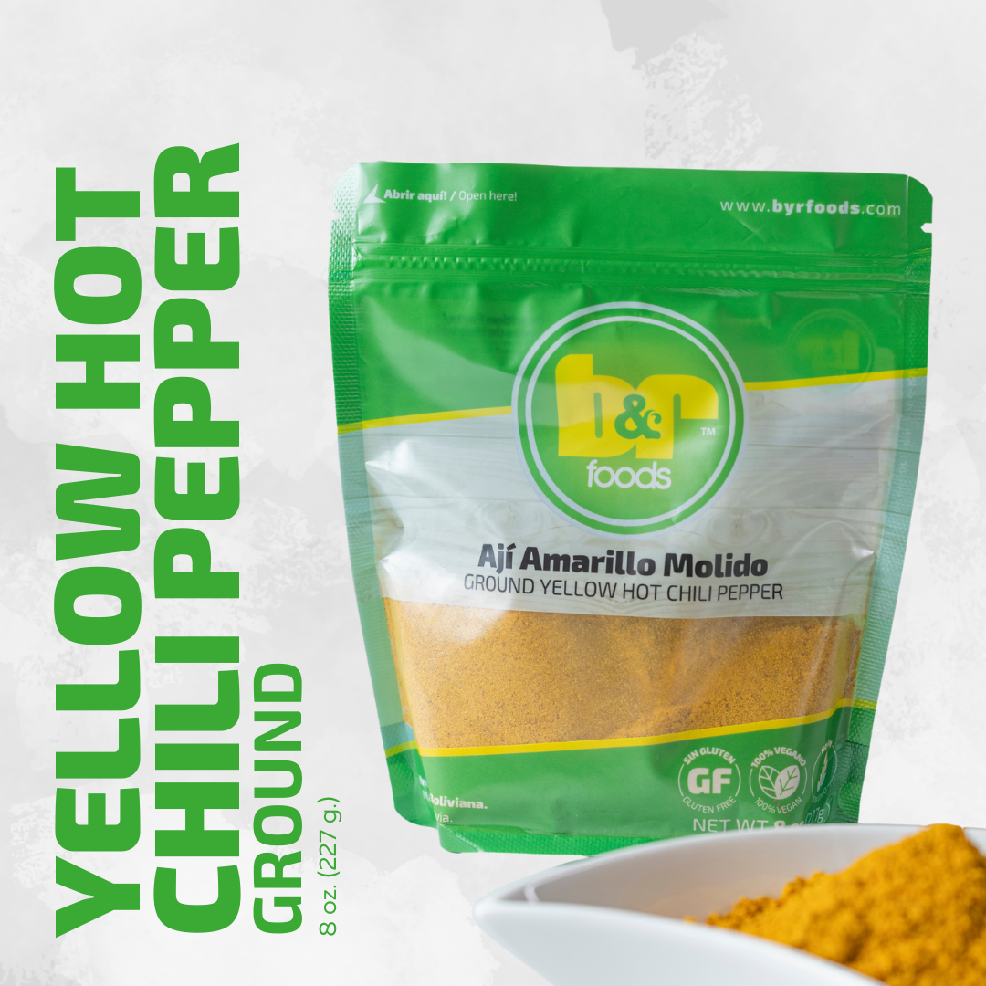 B&R Foods™ Ají Amarillo Molido / Ground Yellow Hot Chili Pepper, 8 oz. (227 g.) Doy Pack