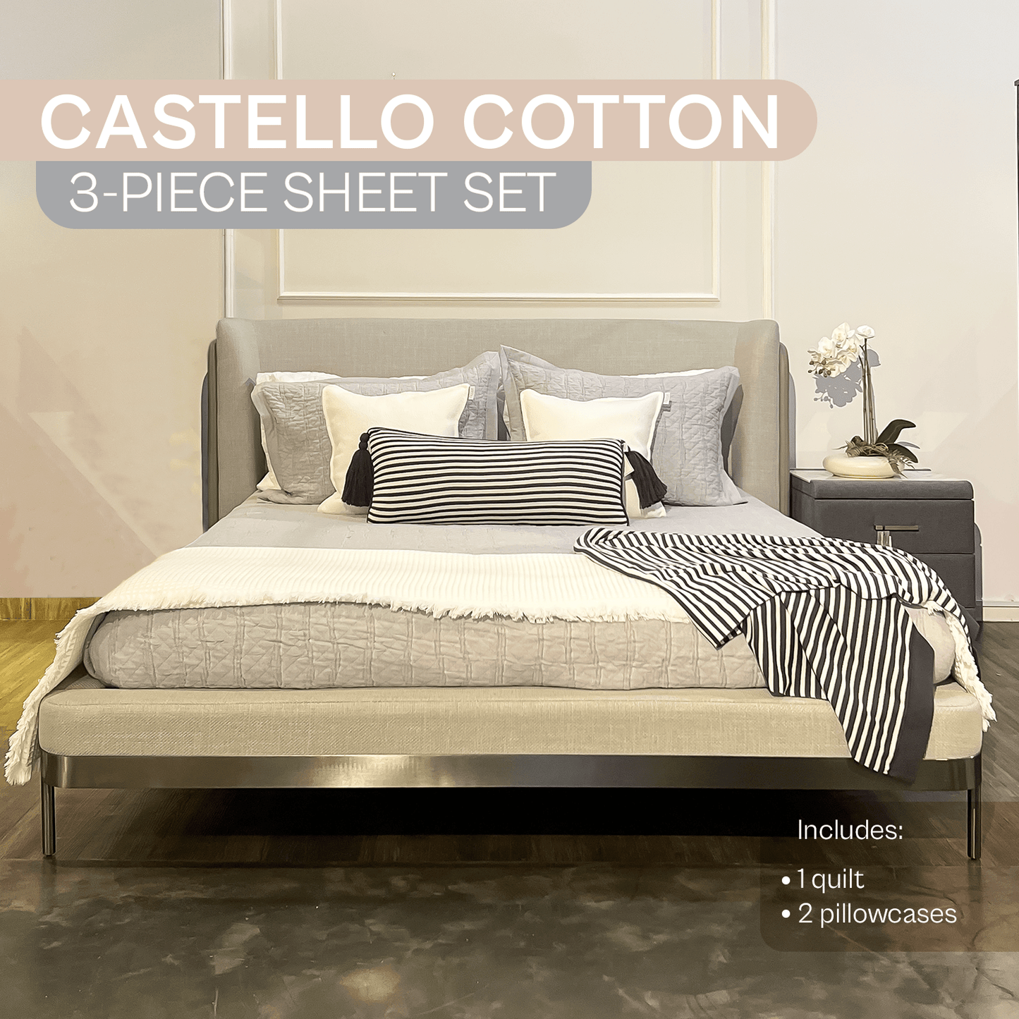 Spring by Rosse™ Castello Quilt Set | 100% Cotton | 360 GSM Oeko-Tex