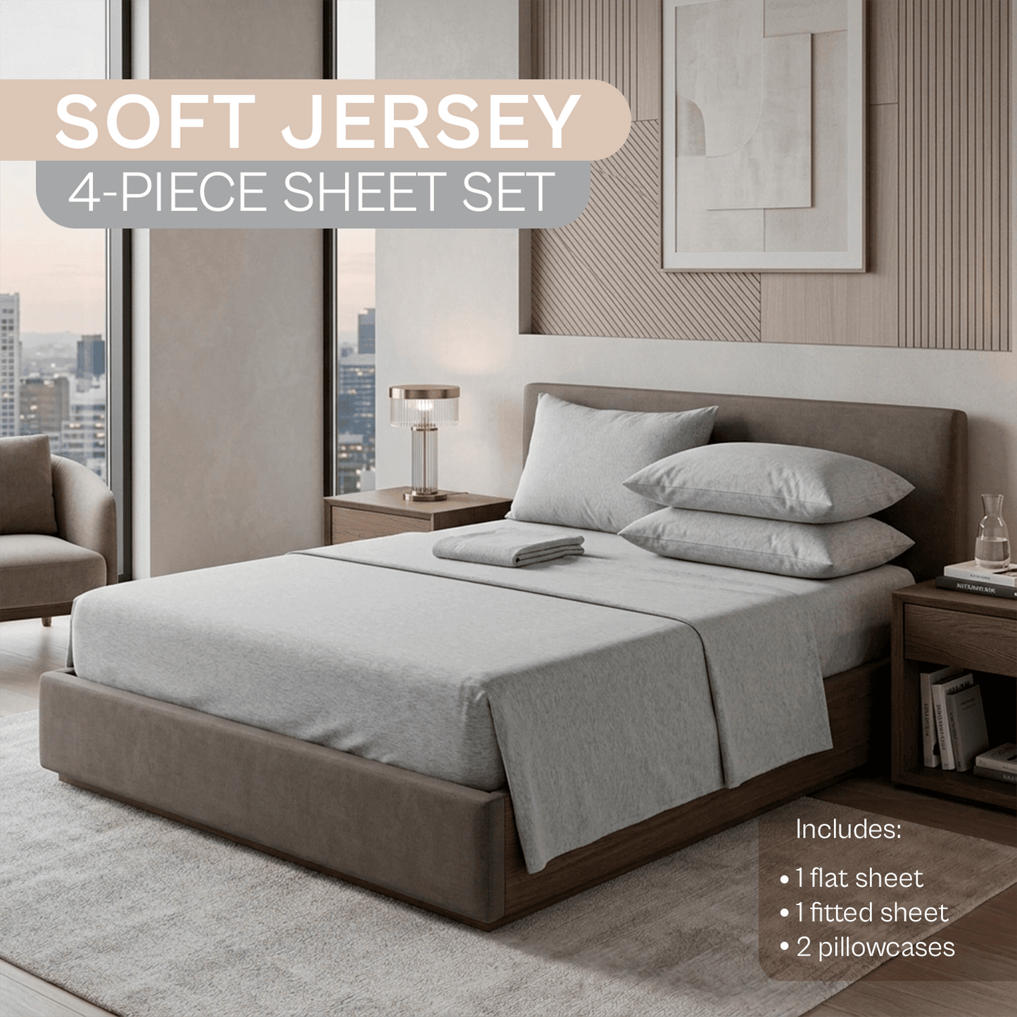 Spring by Rosse™ Soft Jersey Sheet Set | 100% Cotton | 135 GSM Oeko-Tex Certified