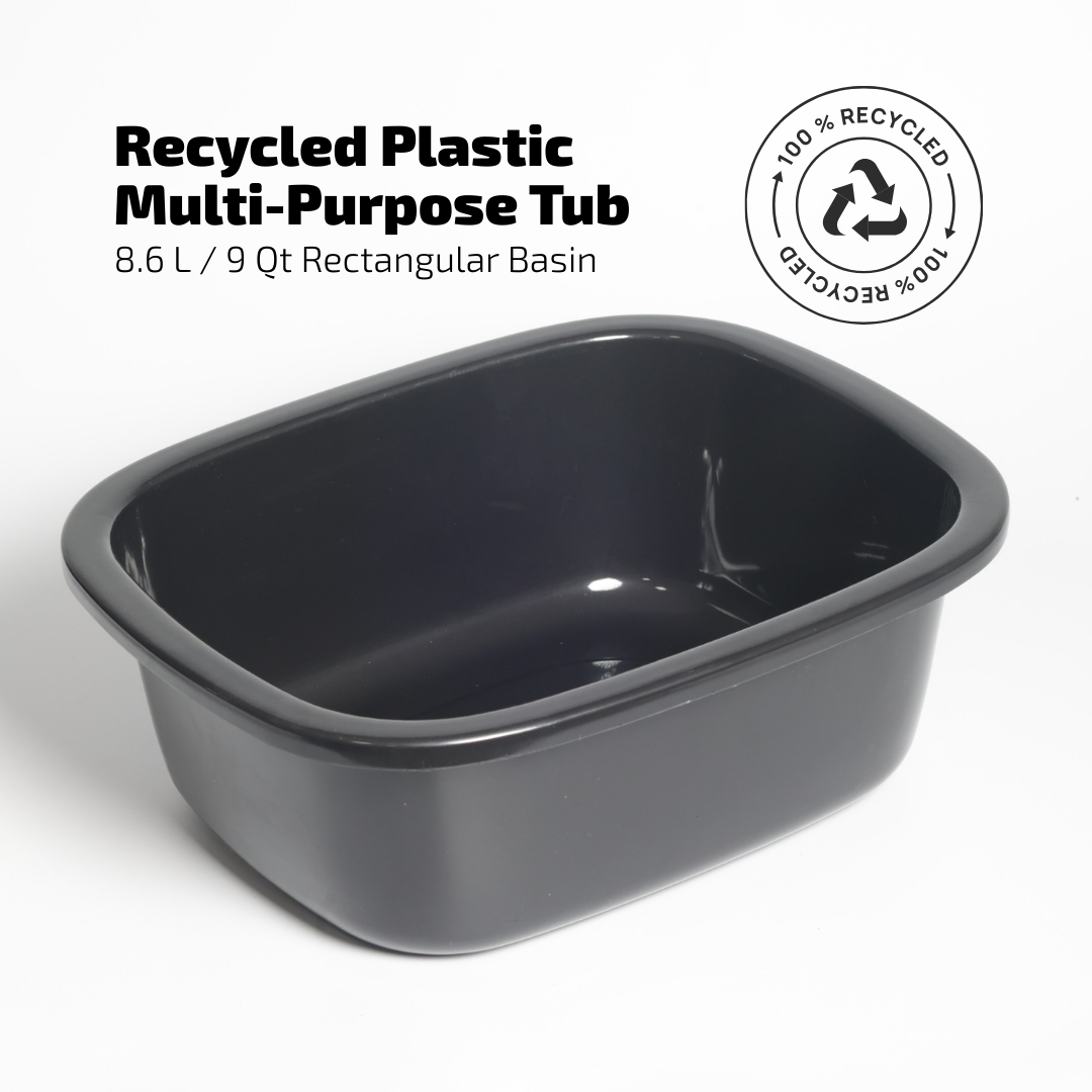SUPERIOR Plásticos™ Recycled Plastic Multi-Purpose Tub, 8.6 L / 9 Qt Rectangular Basin