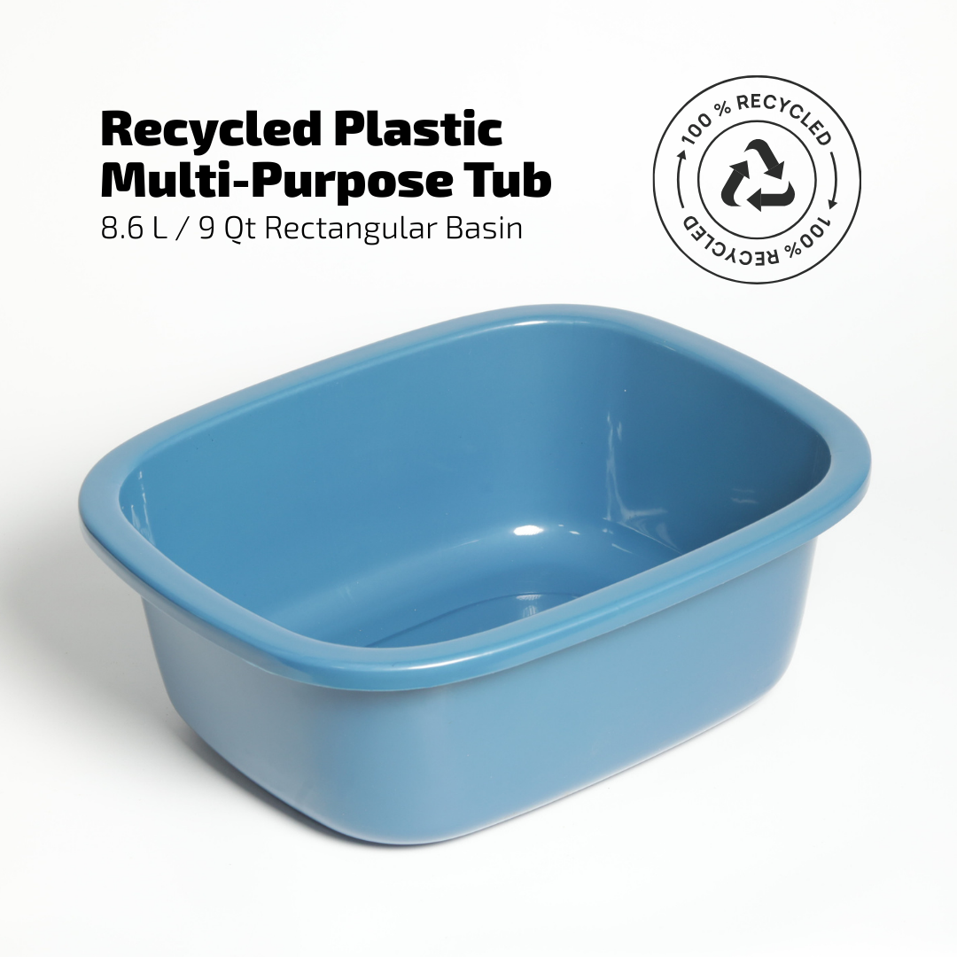 SUPERIOR Plásticos™ Recycled Plastic Multi-Purpose Tub, 8.6 L / 9 Qt Rectangular Basin