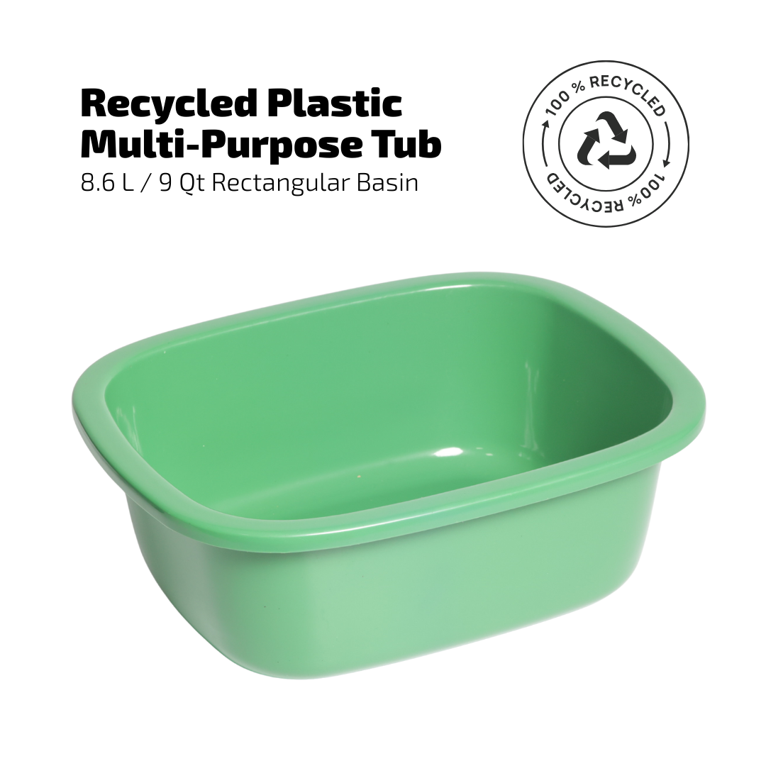 SUPERIOR Plásticos™ Recycled Plastic Multi-Purpose Tub, 8.6 L / 9 Qt Rectangular Basin