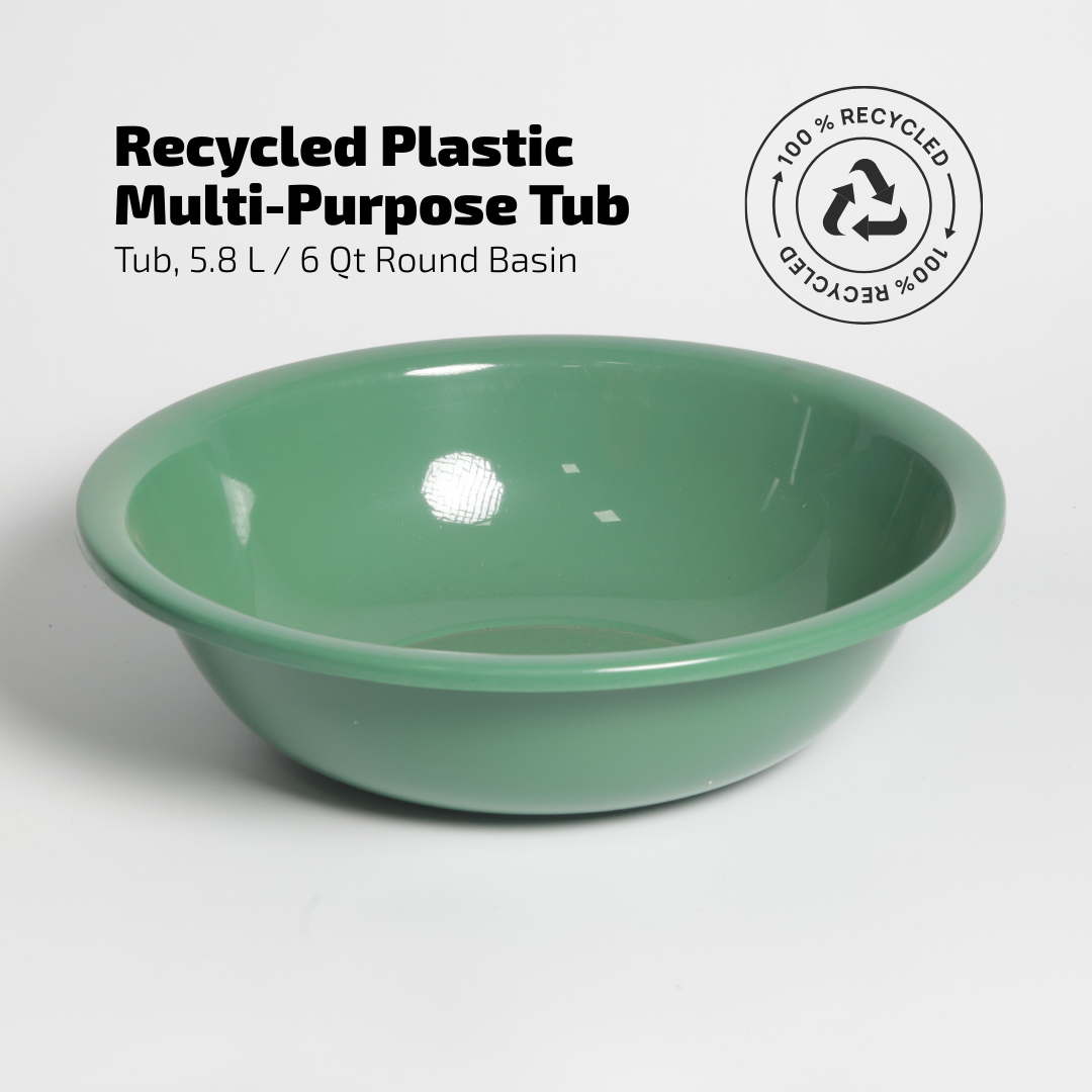 SUPERIOR Plásticos™ Recycled Plastic Multi-Purpose Tub, 5.8 L / 6 Qt Round Basin (Black)