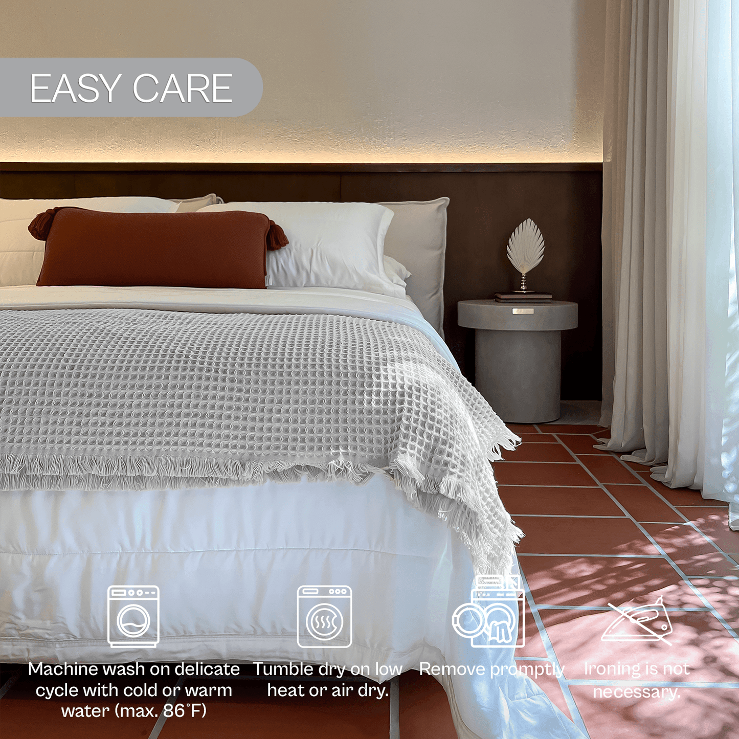 Spring by Rosse™ Waffle Weave Bed Blanket | Soft Textured 100% Cotton