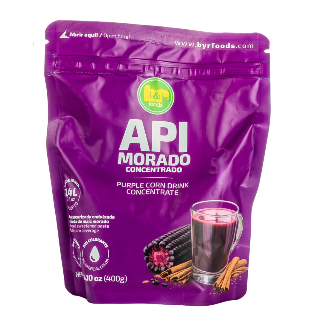 B&R Foods™ Api Morado – Authentic Bolivian Purple Corn Drink Concentrate | Traditional Andean Chicha Morada-Style Beverage with Cinnamon & Clove | Hot or Cold | Makes 1.4L | Vegan, Gluten-Free, 14.10 oz (400g)