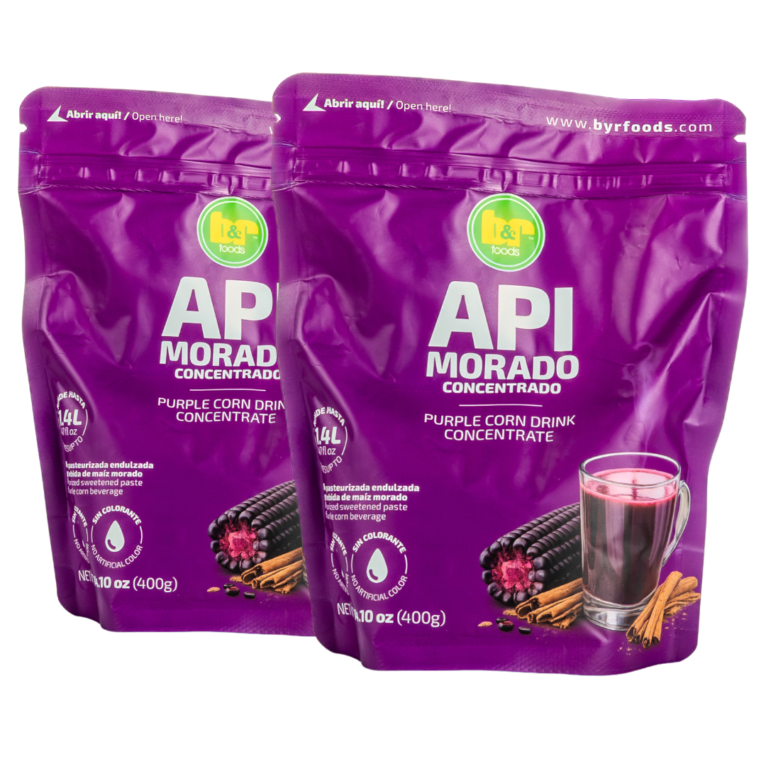 B&R Foods™ Api Morado – Authentic Bolivian Purple Corn Drink Concentrate | Traditional Andean Chicha Morada-Style Beverage with Cinnamon & Clove | Hot or Cold | Makes 1.4L | Vegan, Gluten-Free, 14.10 oz. (400 g.) Doy Pack