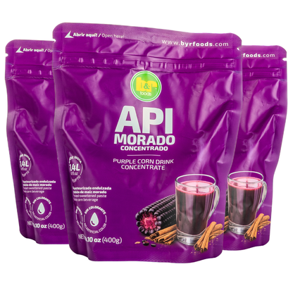 B&R Foods™ Api Morado – Authentic Bolivian Purple Corn Drink Concentrate | Traditional Andean Chicha Morada-Style Beverage with Cinnamon & Clove | Hot or Cold | Makes 1.4L | Vegan, Gluten-Free, 14.10 oz. (400 g.) Doy Pack