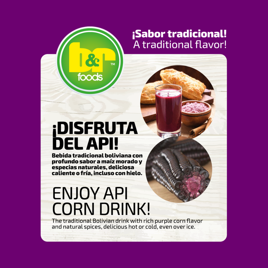 B&R Foods™ Api Morado – Authentic Bolivian Purple Corn Drink Concentrate | Traditional Andean Chicha Morada-Style Beverage with Cinnamon & Clove | Hot or Cold | Makes 1.4L | Vegan, Gluten-Free, 14.10 oz (400g)