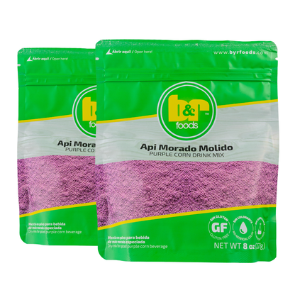 B&R Foods™️ Api Morado Molido – Powdered Purple Corn Drink Mix | Authentic Bolivian Spiced Beverage with Cinnamon & Cloves | Gluten Free | 8 oz. (227 g.) Doy Pack