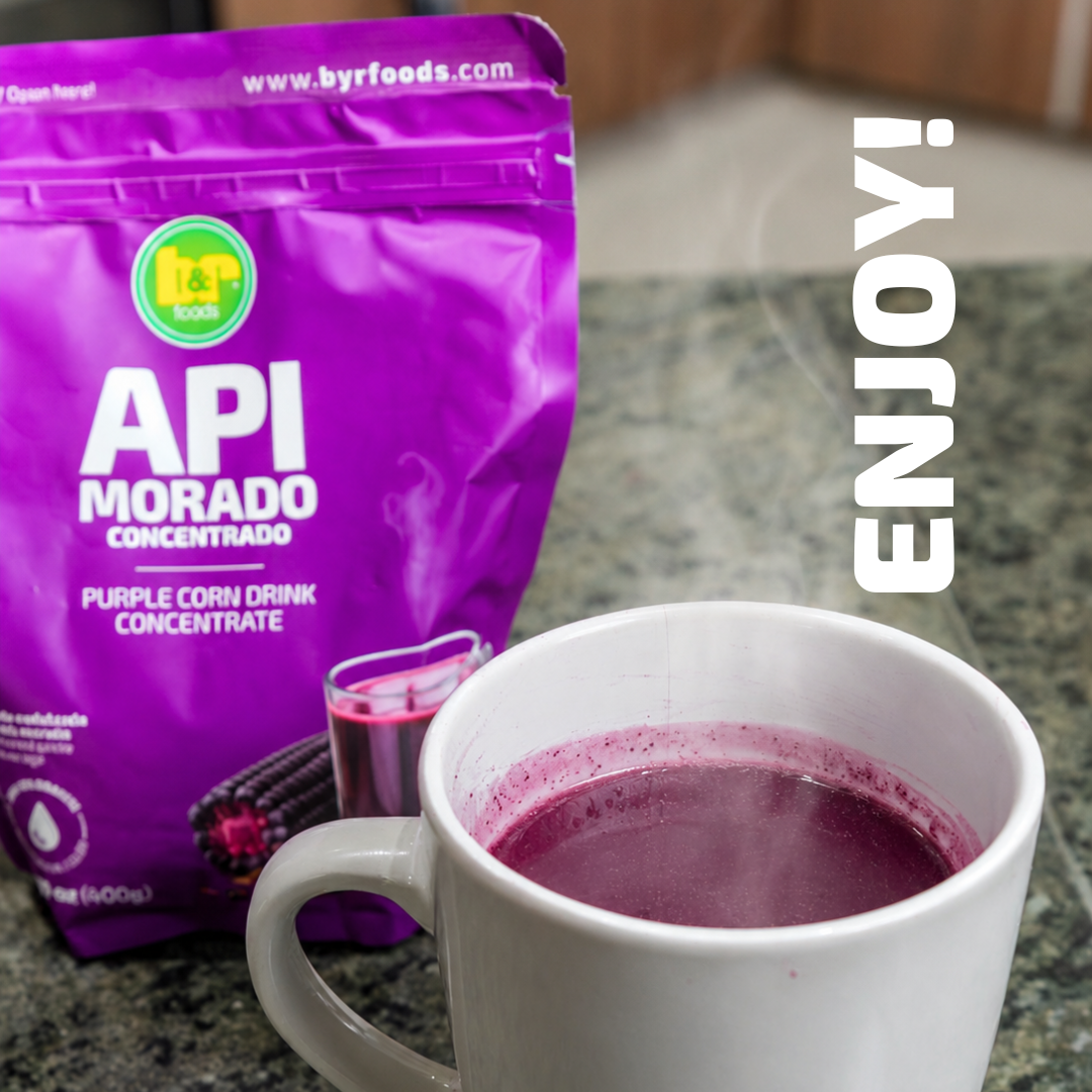 B&R Foods™ Api Morado – Authentic Bolivian Purple Corn Drink Concentrate | Traditional Andean Chicha Morada-Style Beverage with Cinnamon & Clove | Hot or Cold | Makes 1.4L | Vegan, Gluten-Free, 14.10 oz. (400 g.) Doy Pack