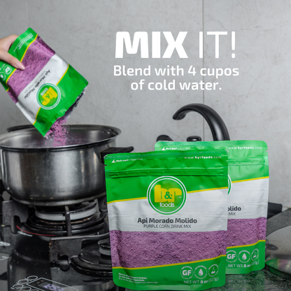 B&R Foods™️ Api Morado Molido – Powdered Purple Corn Drink Mix | Authentic Bolivian Spiced Beverage with Cinnamon & Cloves | Gluten Free | 8 oz. (227 g.) Doy Pack