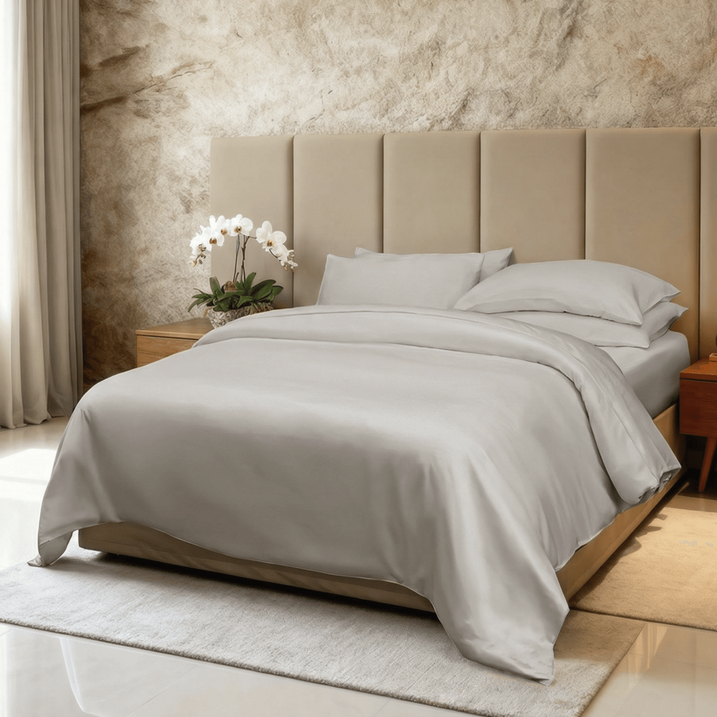 Spring by Rosse™ Bamboo Duvet Cover Set | 300 TC Sateen Luxury Silky Bedding | 100% Rayon from Bamboo Naturally Cooling Soft Comforter Cover | Fabric Bag