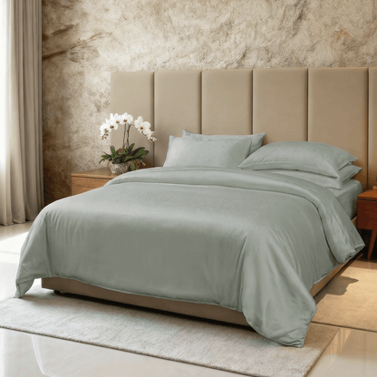Spring by Rosse™ Bamboo Duvet Cover Set | 300 TC Sateen Luxury Silky Bedding | 100% Rayon from Bamboo Naturally Cooling Soft Comforter Cover | Fabric Bag