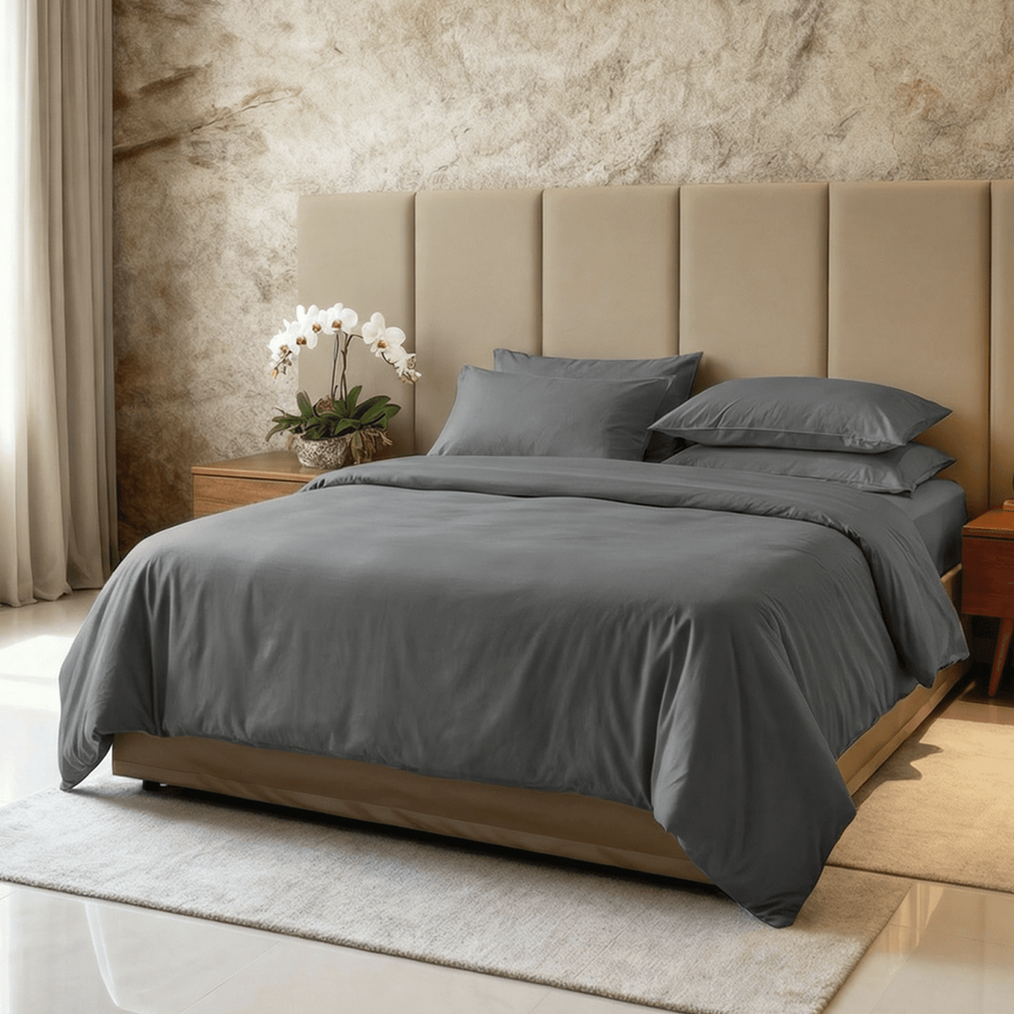 Spring by Rosse™ Bamboo Duvet Cover Set | 300 TC Sateen Luxury Silky Bedding | 100% Rayon from Bamboo Naturally Cooling Soft Comforter Cover | Fabric Bag