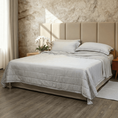 Spring by Rosse™ Bamboo Quilt Set | 300 TC Cooling Quilted Bedspread | Box Stitch Coverlet | 100% Bamboo Rayon Sateen Shell Poly Fill | OekoTex Bedding