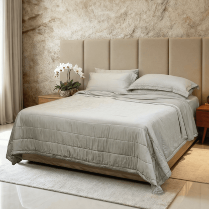 Spring by Rosse™ Bamboo Quilt Set | 300 TC Cooling Quilted Bedspread | Box Stitch Coverlet | 100% Bamboo Rayon Sateen Shell Poly Fill | OekoTex Bedding