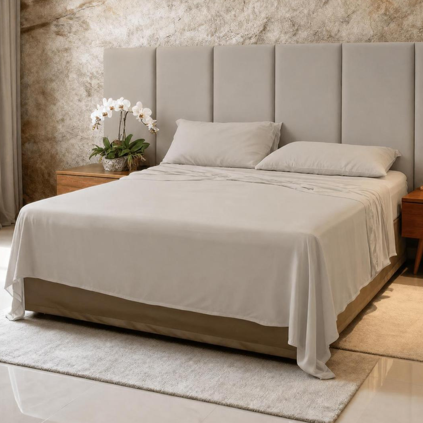 Spring by Rosse™ Bamboo Sheet Set | Premium 300 TC Sateen Cooling Bed Sheets | 100% Rayon from Bamboo | Deep Pocket Fitted Sheet & Pillowcases | OekoTex