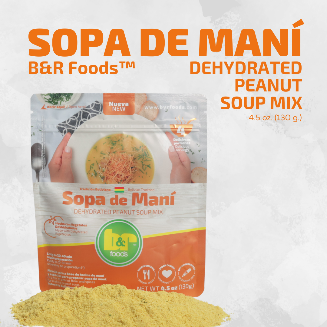 B&R Foods™ Sopa de Maní/Dehydrated Peanut Soup Mix, 4.5 oz. (130 g.) Doy Pack