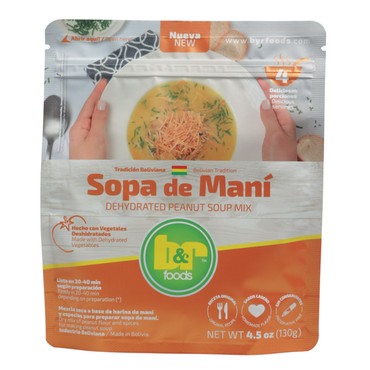 B&R Foods™ Sopa de Maní/Dehydrated Peanut Soup Mix, 4.5 oz. (130 g.) Doy Pack