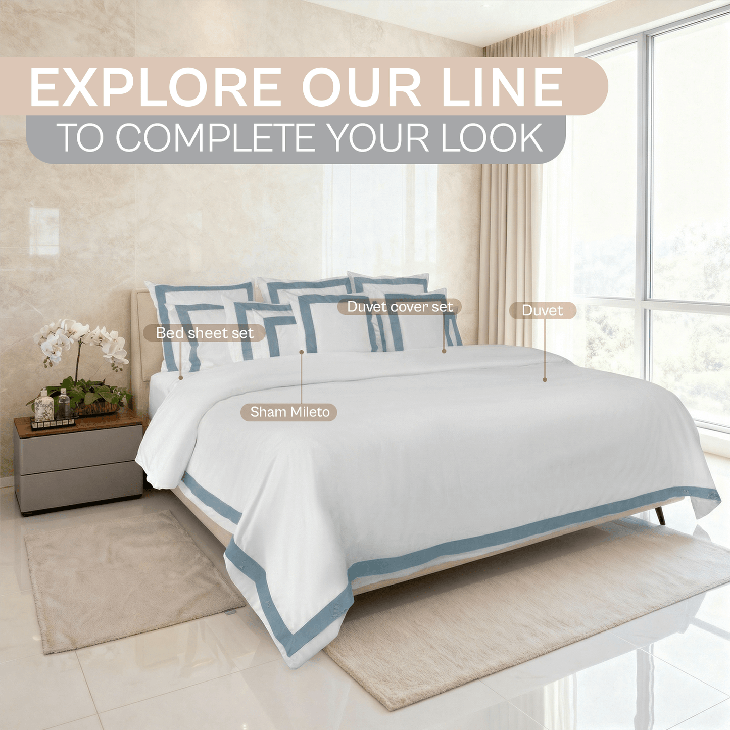 Spring by Rosse™ Mileto Sheet Set | 100% Cotton | 500 Thread Count Oeko-Tex Certified