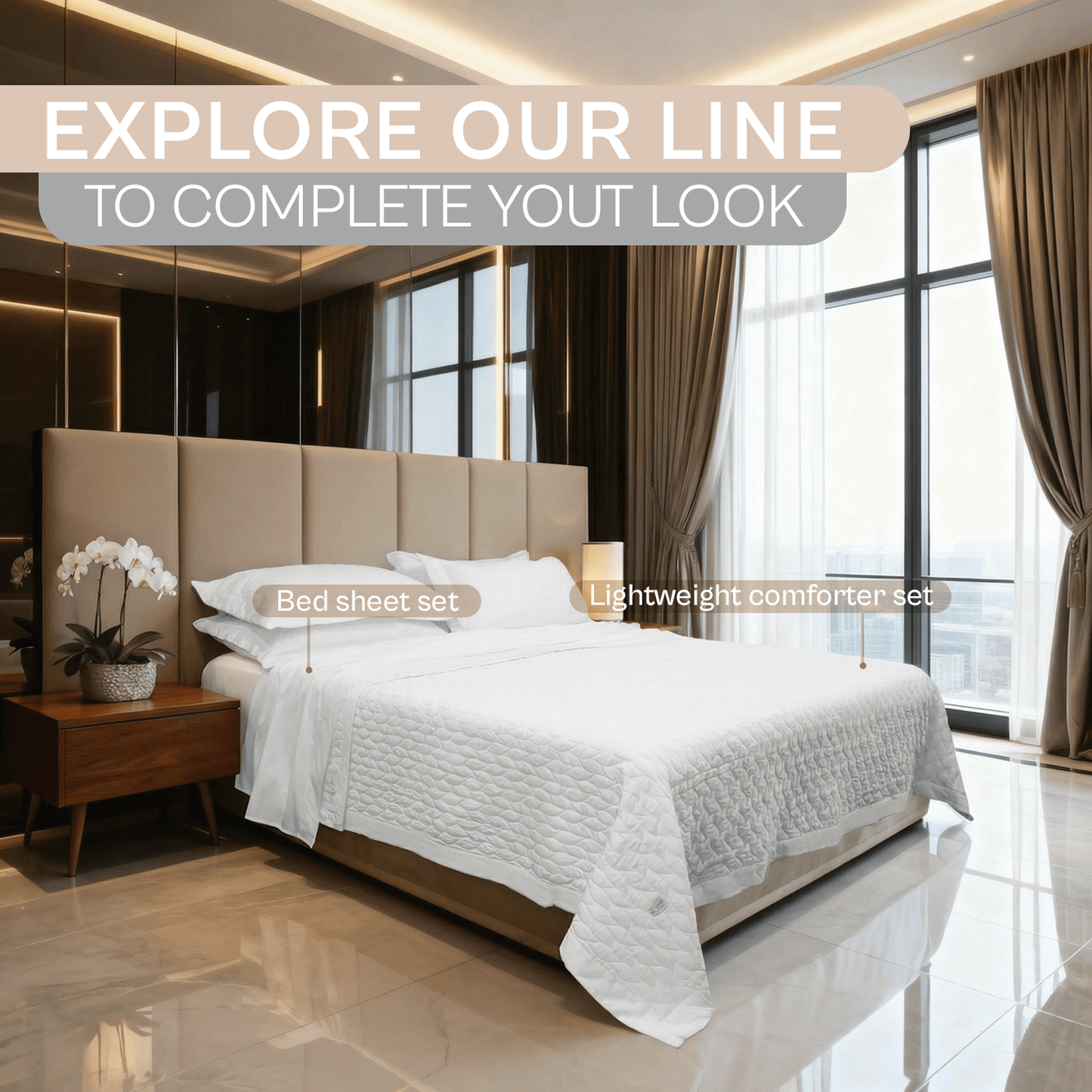 Spring by Rosse™ Sateen Duvet Cover Set | 100% Cotton | Complete Bedding Set 400 Thread | 3 Piece Bedding | Oeko-Tex Certified