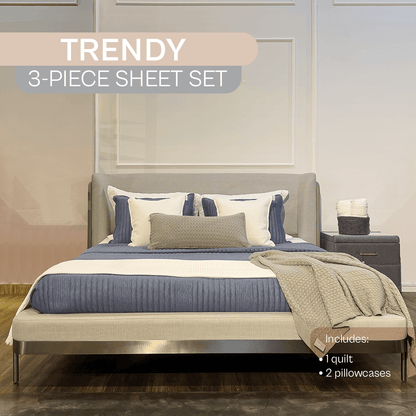 Spring by Rosse™ Trendy Jersey Quilt Set | 3 Piece Bedding | All Season Bedspread 480 GSM Polyester Jersey