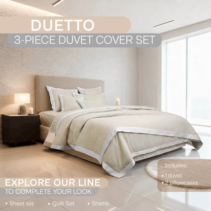 Spring by Rosse™ Duetto Duvet Cover Set | 100% Cotton | 400 Thread Count Sateen | 3 Piece Bedding | Oeko-Tex Certified