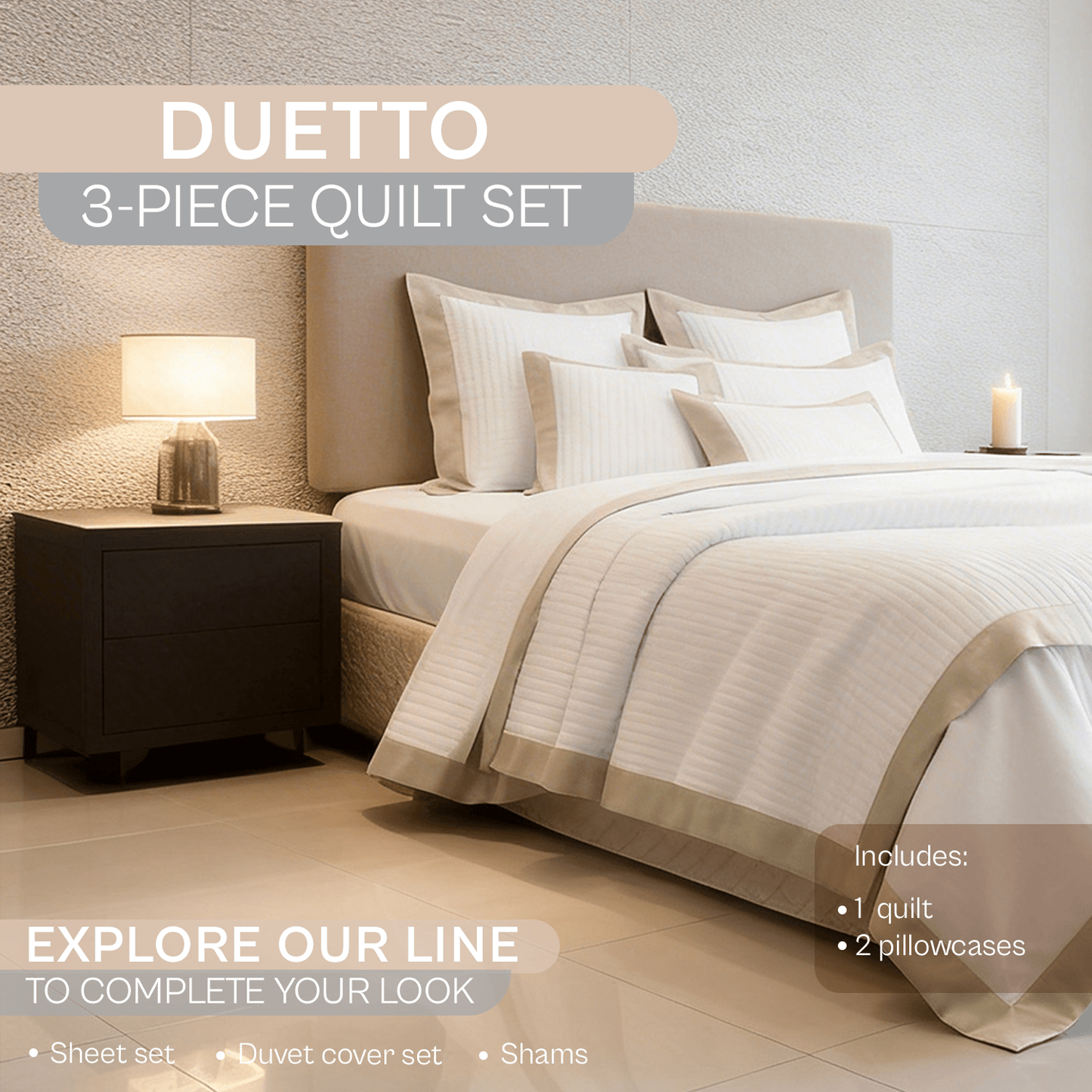 Spring by Rosse™ Duetto Quilt Set | 100% Cotton | 400 TC Oeko-Tex