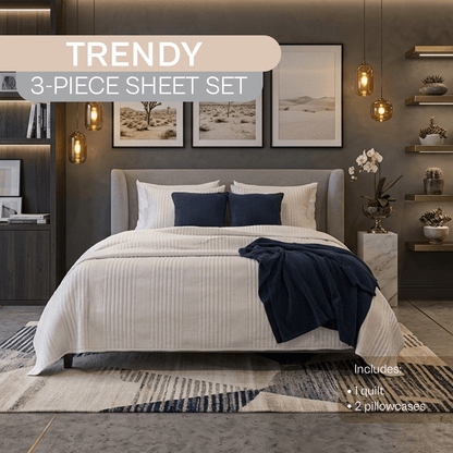 Spring by Rosse™ Trendy Jersey Quilt Set | 3 Piece Bedding | All Season Bedspread 480 GSM Polyester Jersey