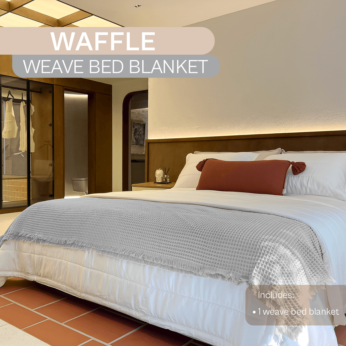 Spring by Rosse™ Waffle Weave Bed Blanket | Soft Textured 100% Cotton