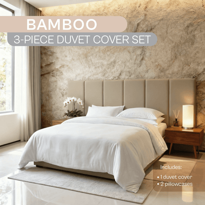 Spring by Rosse™ Bamboo Duvet Cover Set | 100% Rayon from Bamboo 300 Thread Count Sateen | 3 Piece Bedding | Oeko-Tex Certified