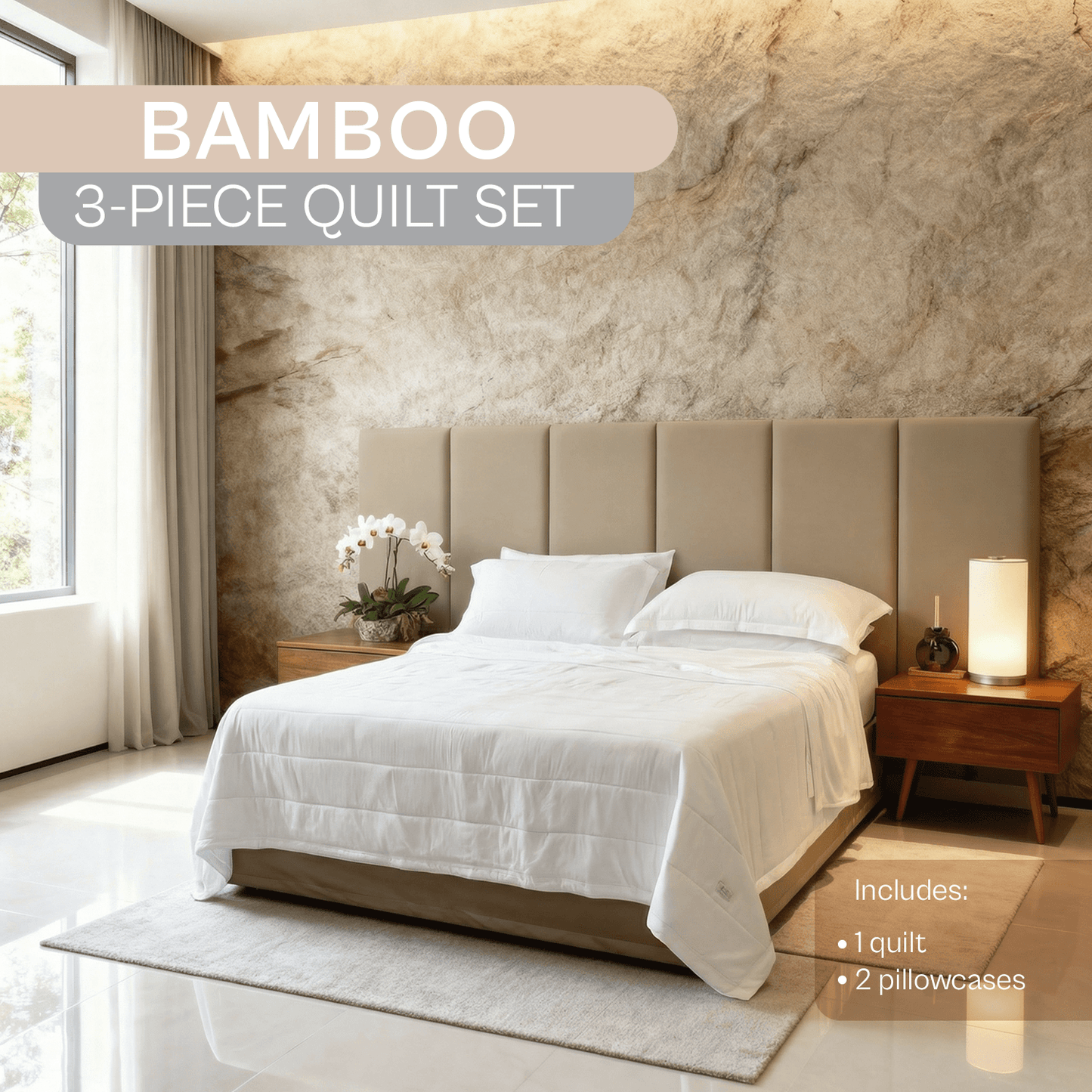 Spring by Rosse™ Bamboo Quilt Set | 100% Rayon Made From Bamboo | 300 TC Oeko-Tex