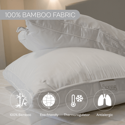 Spring by Rosse™ Duetto Pillow Insert Bamboo, Down Alternative Polyester Fill | Soft Breathable Durable | Everyday Comfort | Bed Pillow | Hypoallergenic Suppor