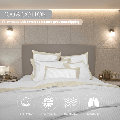 Spring by Rosse™ Duetto Duvet Cover Set | 100% Cotton | 400 Thread Count Sateen | 3 Piece Bedding | Oeko-Tex Certified