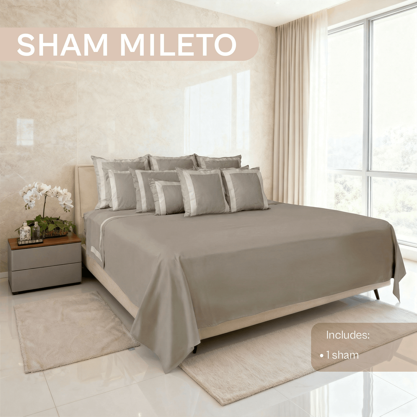 Spring by Rosse™ Sham Mileto Filled Decorative Pillow Sham | 100% Cotton Sateen Outer Cover, 500 Thread Count, Polyester Fill | Oeko-Tex Certified