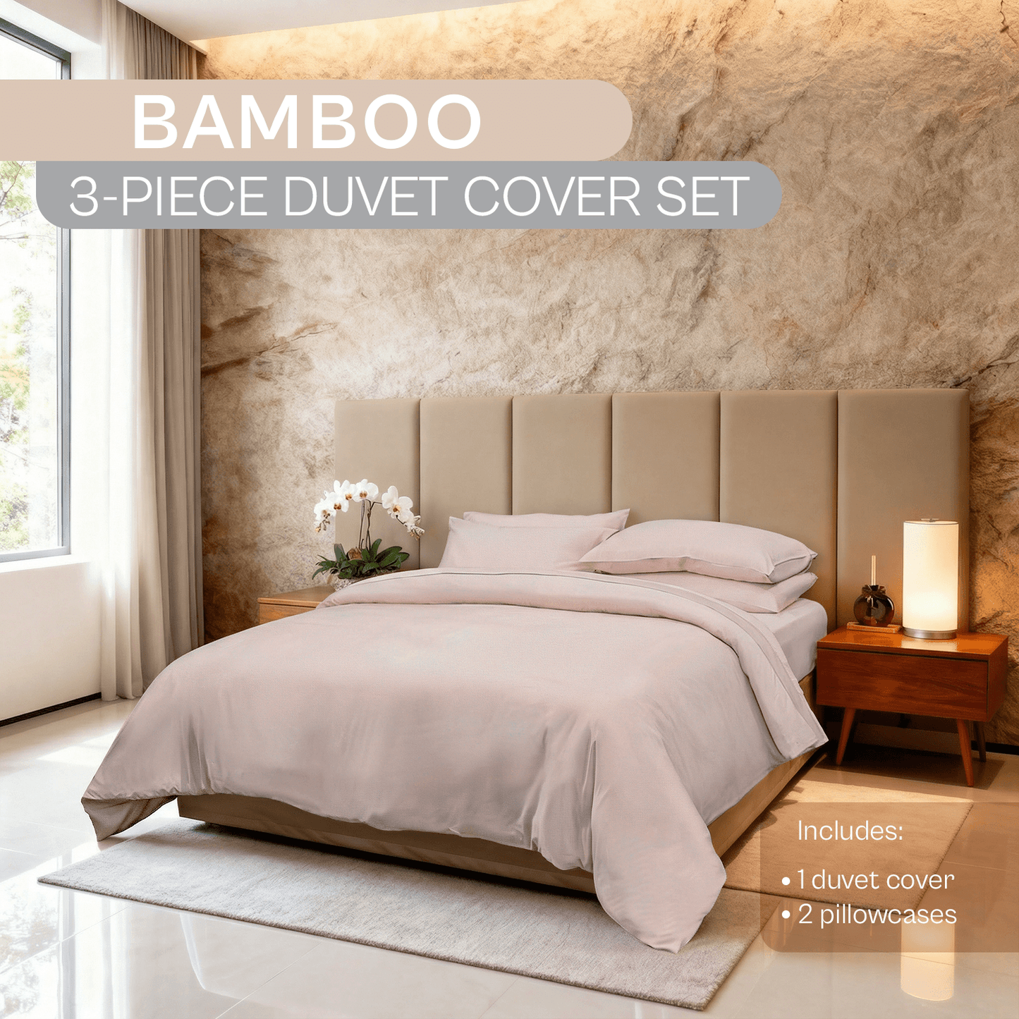 Spring by Rosse™ Bamboo Duvet Cover Set | 100% Rayon from Bamboo 300 Thread Count Sateen | 3 Piece Bedding | Oeko-Tex Certified