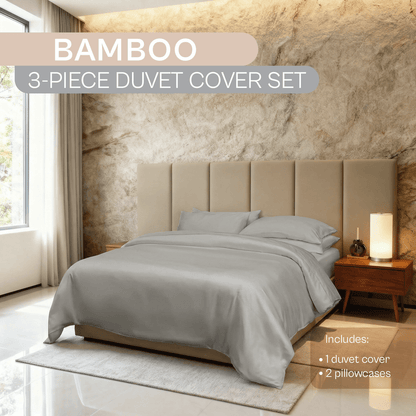 Spring by Rosse™ Bamboo Duvet Cover Set | 100% Rayon from Bamboo 300 Thread Count Sateen | 3 Piece Bedding | Oeko-Tex Certified