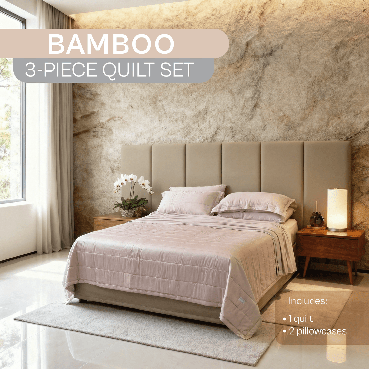 Spring by Rosse™ Bamboo Quilt Set | 100% Rayon Made From Bamboo | 300 TC Oeko-Tex