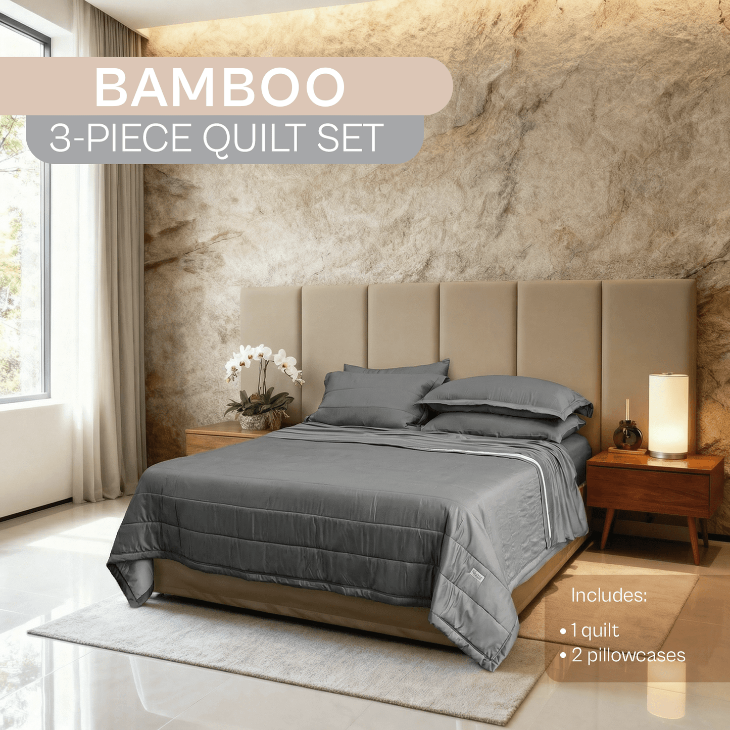 Spring by Rosse™ Bamboo Quilt Set | 100% Rayon Made From Bamboo | 300 TC Oeko-Tex