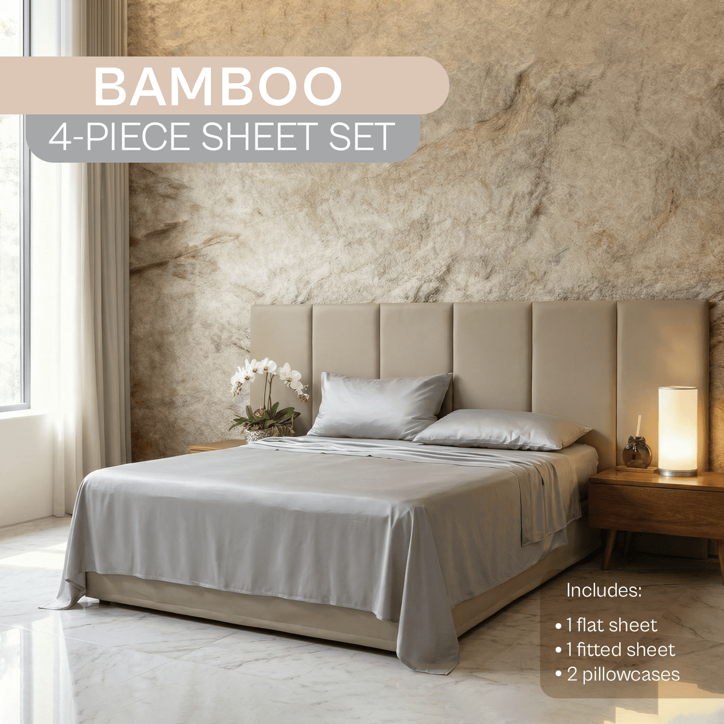 Spring by Rosse™ Bamboo Sheet Set | 100% Rayon Made From Bamboo | 300 Thread Count Oeko-Tex Certified