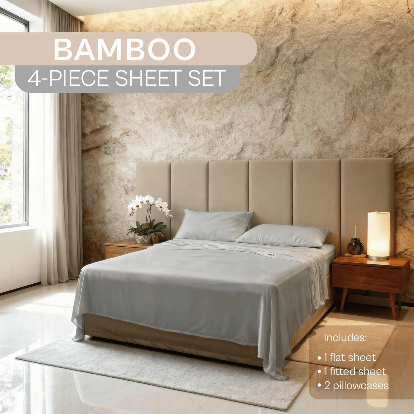 Spring by Rosse™ Bamboo Sheet Set | 100% Rayon Made From Bamboo | 300 Thread Count Oeko-Tex Certified
