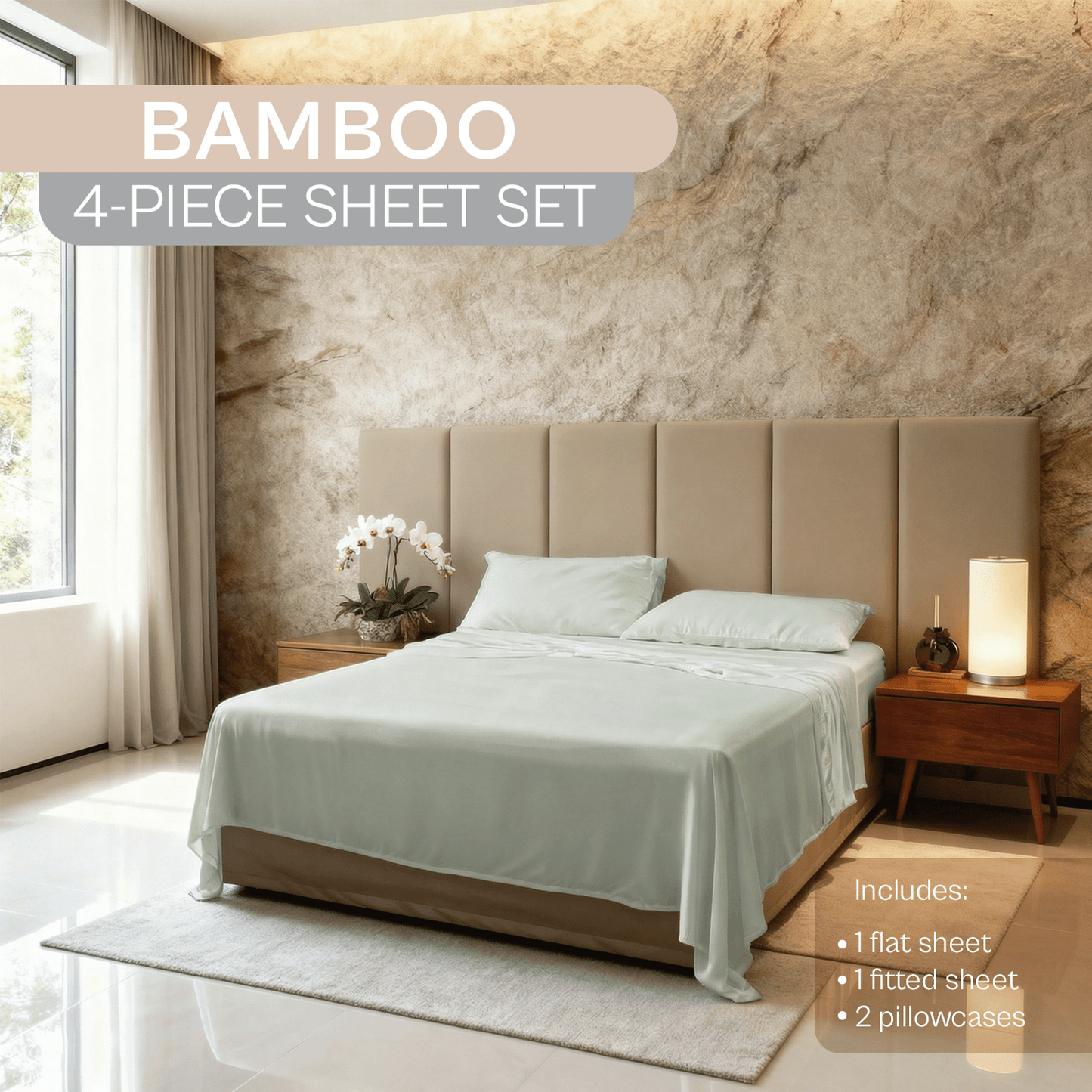 Spring by Rosse™ Bamboo Sheet Set | 100% Rayon Made From Bamboo | 300 Thread Count Oeko-Tex Certified