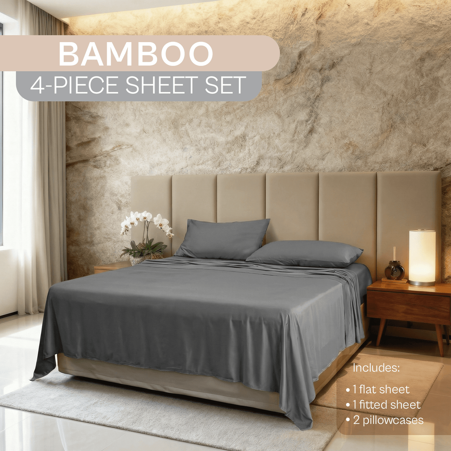 Spring by Rosse™ Bamboo Sheet Set | 100% Rayon Made From Bamboo | 300 Thread Count Oeko-Tex Certified