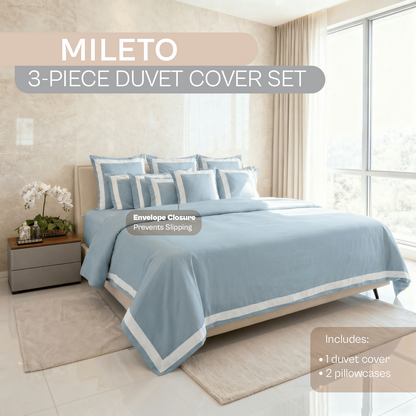 Spring by Rosse™ Mileto Duvet Cover Set | Soft Smooth Breathable | 100% Cotton | Complete Bedding Set 500 Thread Count Sateen | Oeko-Tex Certified