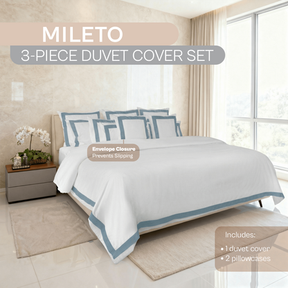 Spring by Rosse™ Mileto Duvet Cover Set | Soft Smooth Breathable | 100% Cotton | Complete Bedding Set 500 Thread Count Sateen | Oeko-Tex Certified