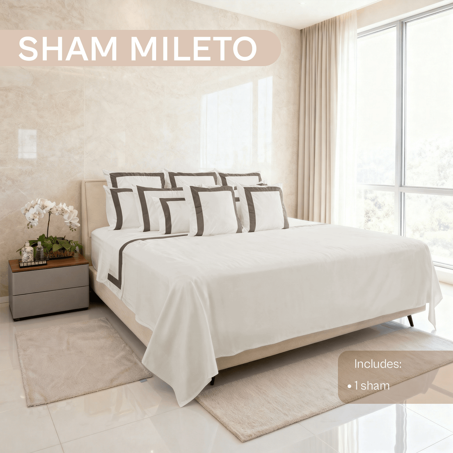 Spring by Rosse™ Sham Mileto Filled Decorative Pillow Sham | 100% Cotton Sateen Outer Cover, 500 Thread Count, Polyester Fill | Oeko-Tex Certified
