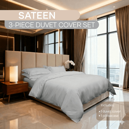 Spring by Rosse™ Sateen Duvet Cover Set | 100% Cotton | Complete Bedding Set 400 Thread | 3 Piece Bedding | Oeko-Tex Certified