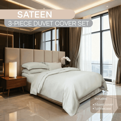 Spring by Rosse™ Sateen Duvet Cover Set | 100% Cotton | Complete Bedding Set 400 Thread | 3 Piece Bedding | Oeko-Tex Certified
