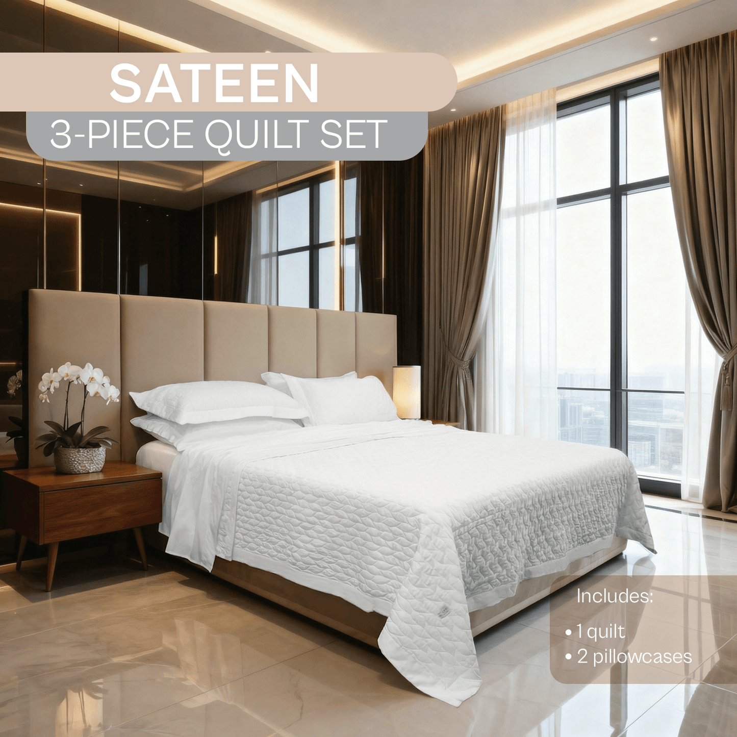 Spring by Rosse™ Sateen Quilt Set | 100% Cotton | 400 TC Oeko-Tex