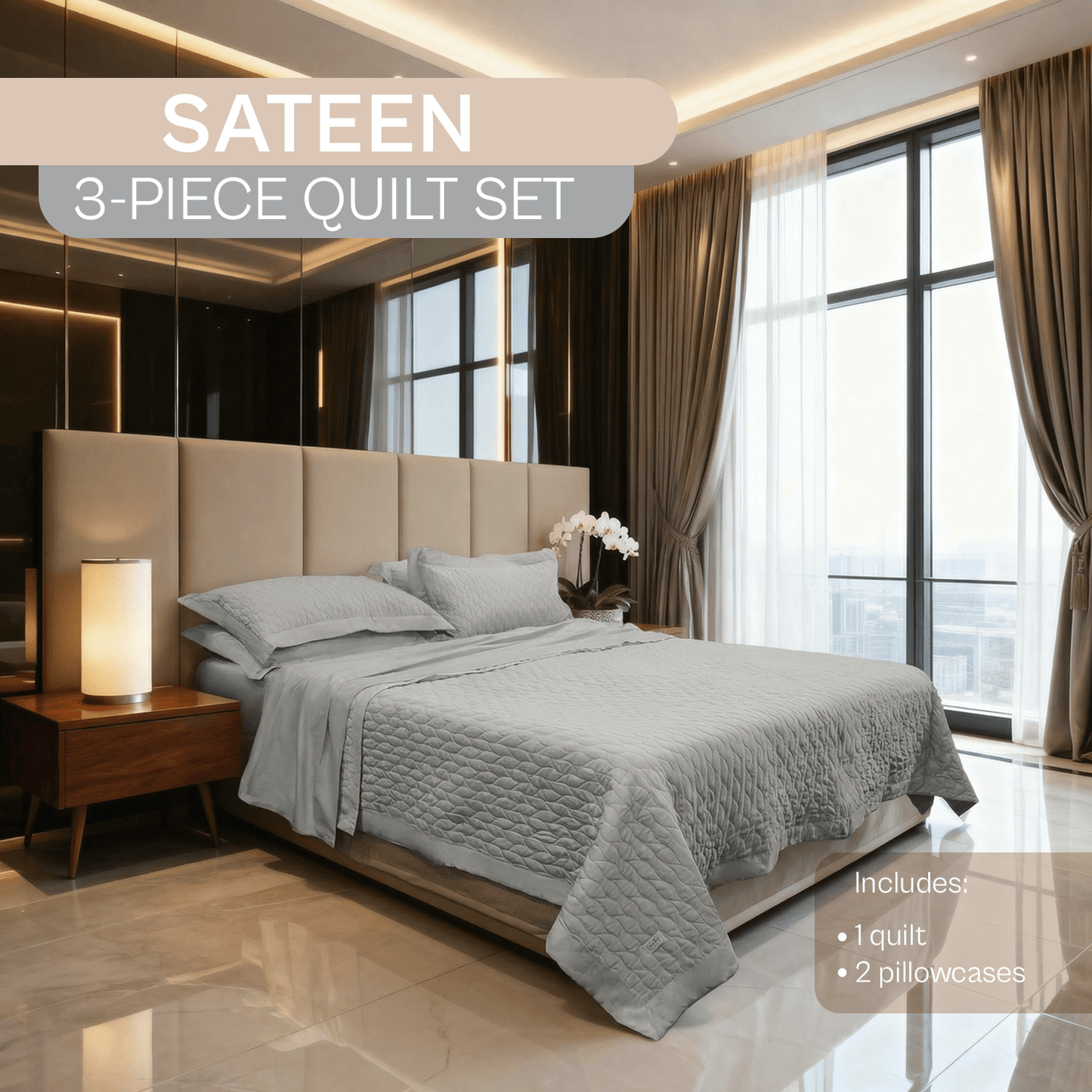 Spring by Rosse™ Sateen Quilt Set | 100% Cotton | 400 TC Oeko-Tex